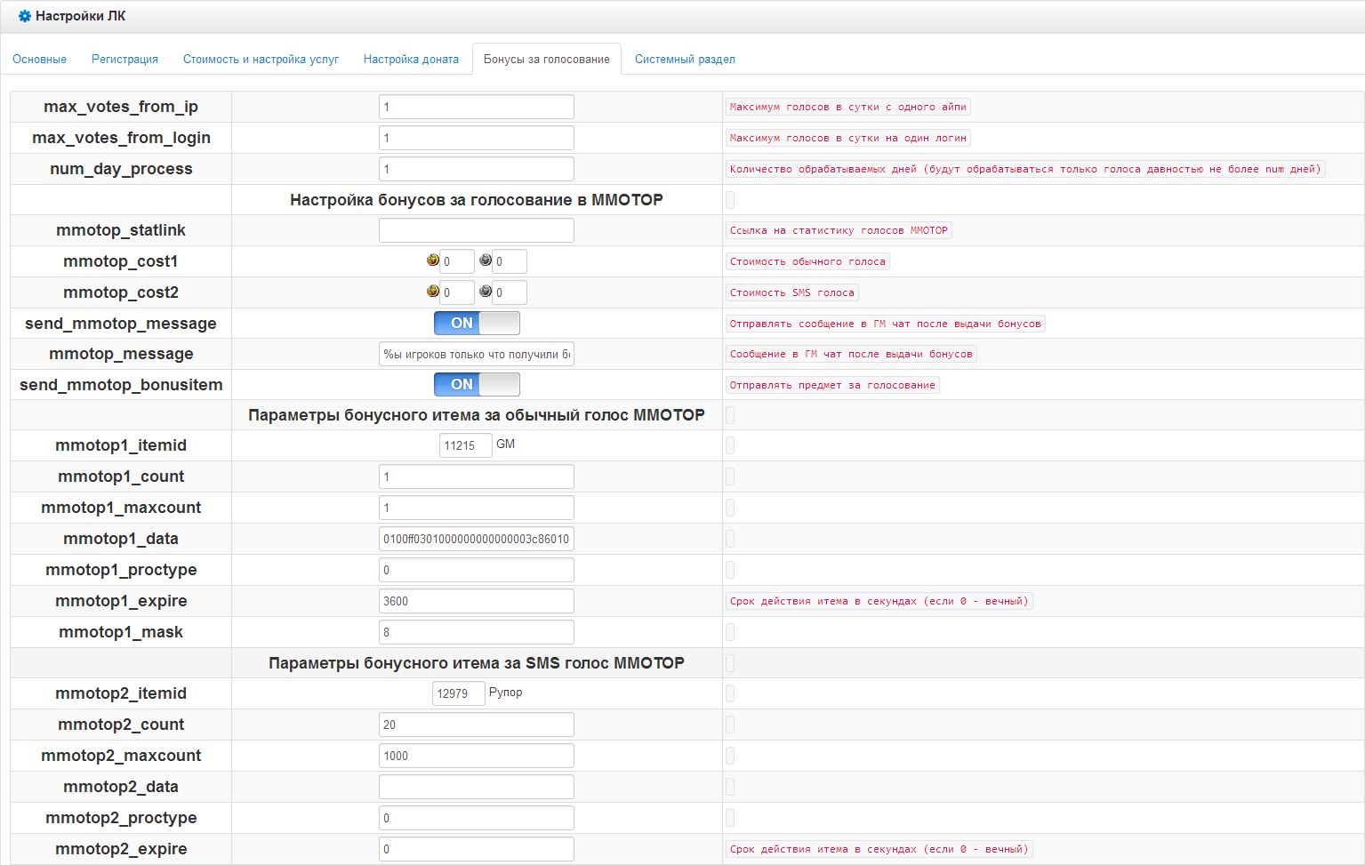 Бонусы голосование москва. Параметры бонус.